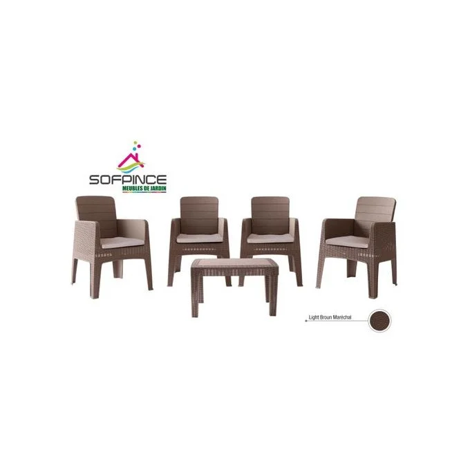 Marechal - 4Places Effet Rotin - Salon de jardin - Braun
