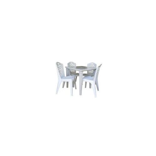 4 chaises + Table carre 80*80 cm- Blanc