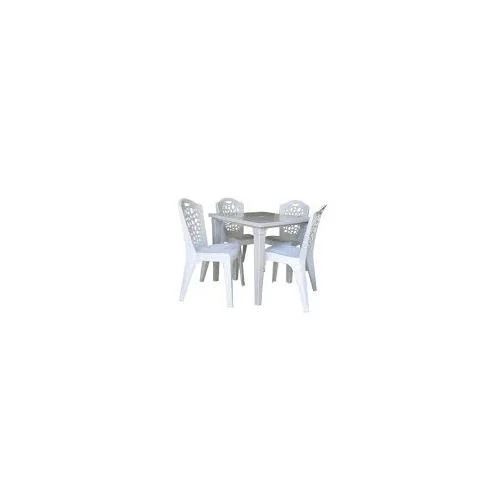 4 chaises + Table carre 80*80 cm- Blanc