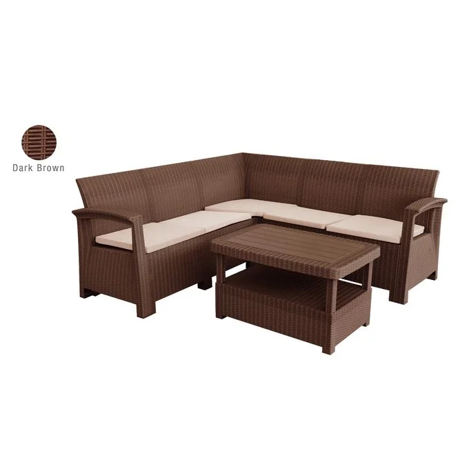 Syphax 5Places Dark Brown - Salon jardin de coin