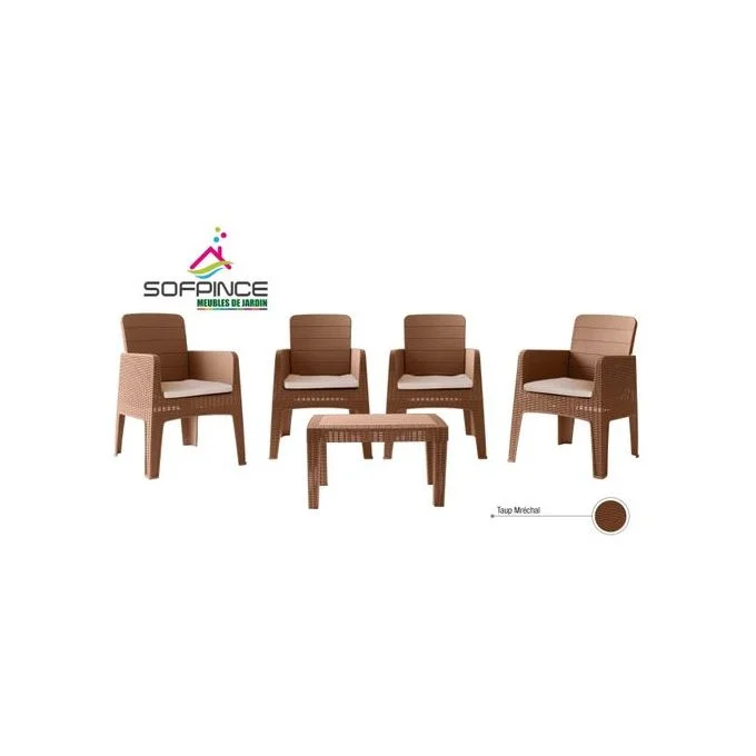 Marechal - 4Places Effet Rotin - Salon de jardin - Taupe