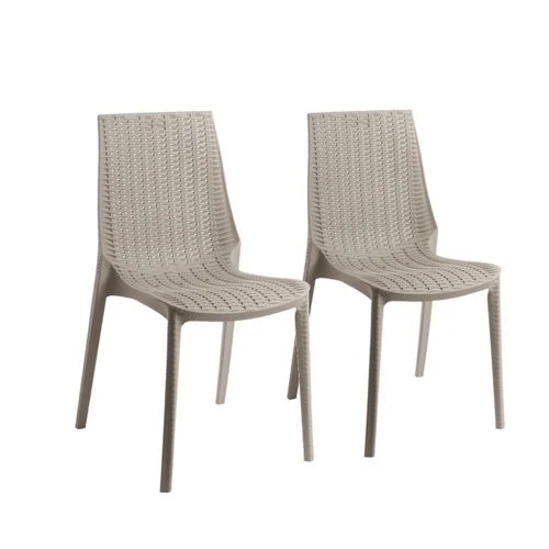 Lot de 2 Chaises - cross sans accoudoir - grège