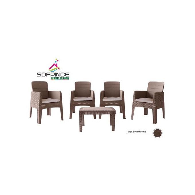 Marechal - 4Places Effet Rotin - Salon de jardin - Braun