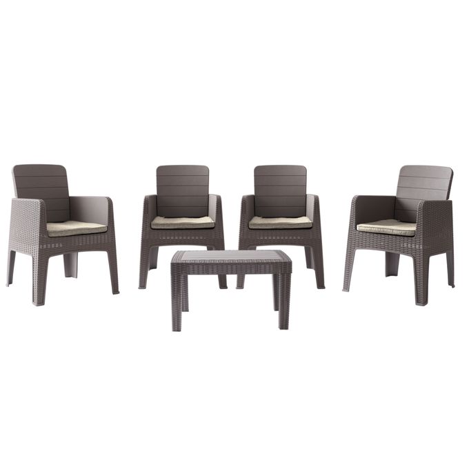 Marechal - 5Pièces - Effet rotin - dark brown - Salon de jardin