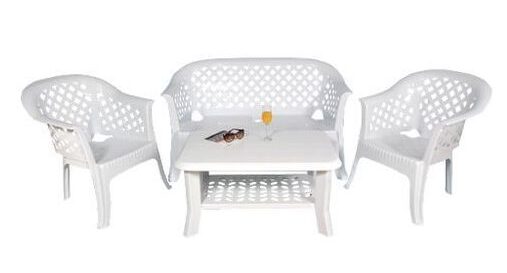 MARRAKECH 4 Places Blanc - Salon de jardin