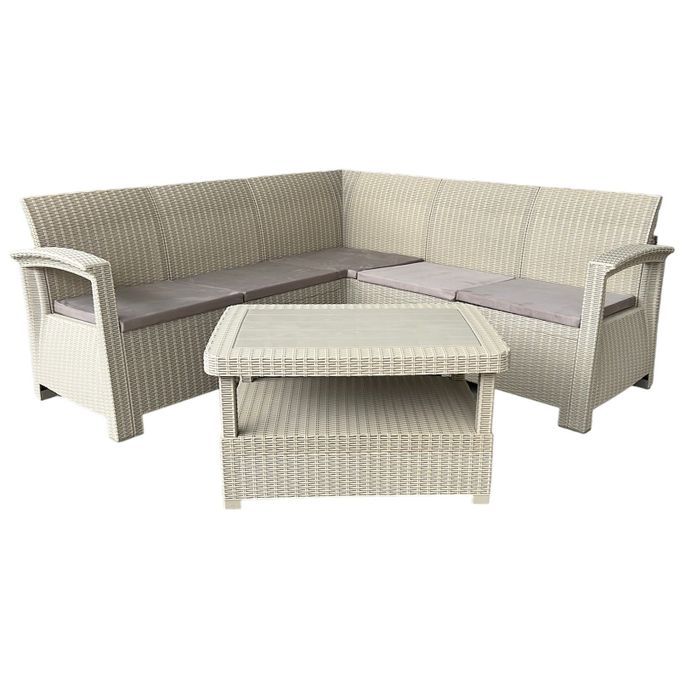 Salon jardin de coin - Syphax - 6p - Grège