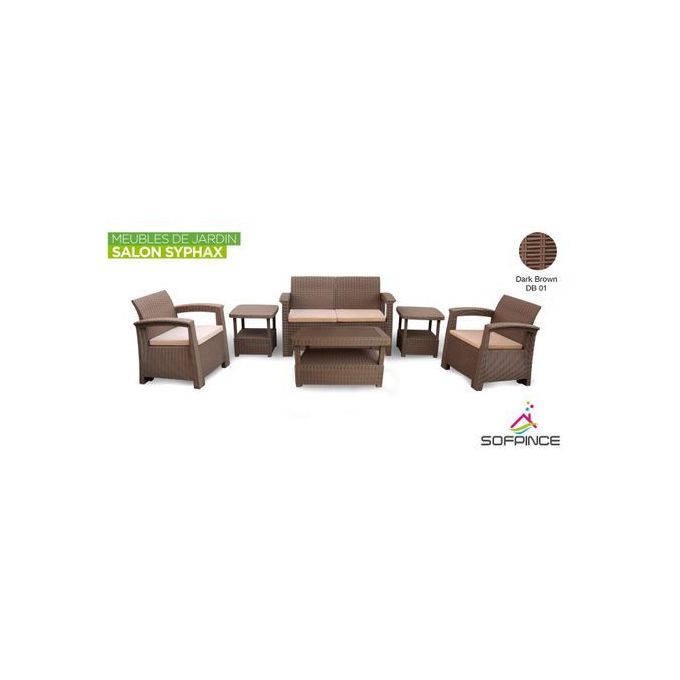 SYPHAX - 4Pièces Dark Brown - salon de jardin - Effet Rotin