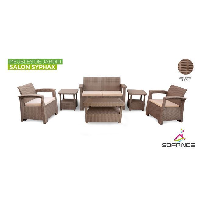 Syphax 4Places Light Brown Effet Rotin - Salon de jardin