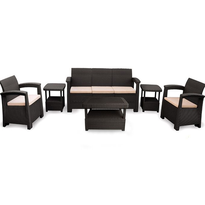 Syphax 5Places Noir Effet Rotin - Salon de jardin