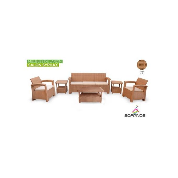 Syphax 5Places Taupe Effet Rotin - Salon de jardin