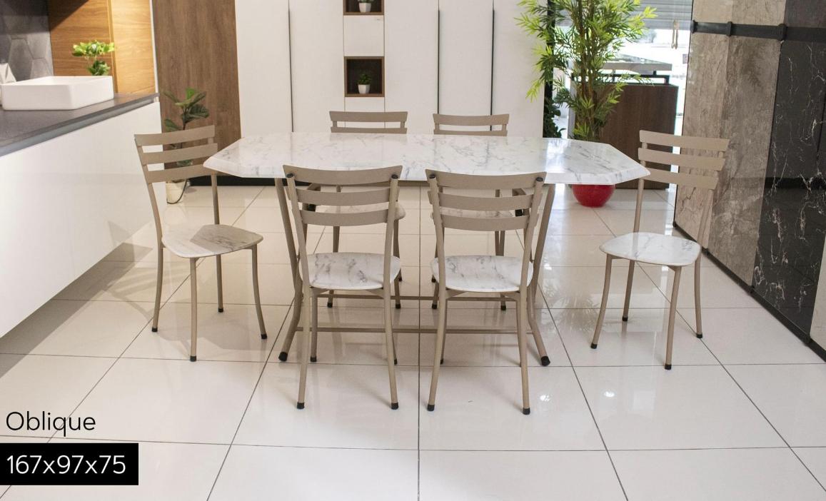 table oblongue 167x95x75 + 6 chaise