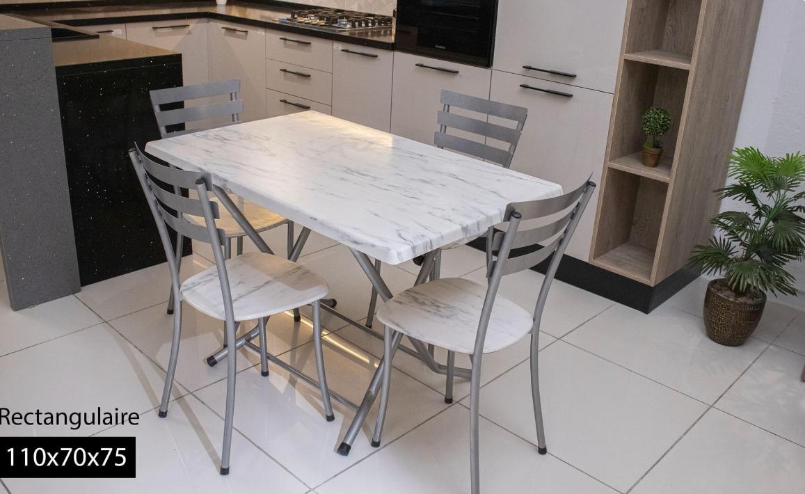 Table Rectangulaire 110x70x75 cm + 4 chaise