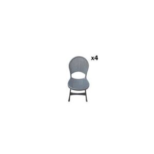 Lot de 4 Chaise pliable rotin -Gris